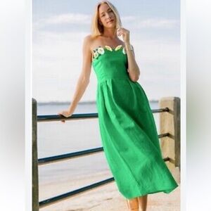 Fanm Mon Green Strapless Midi Dress